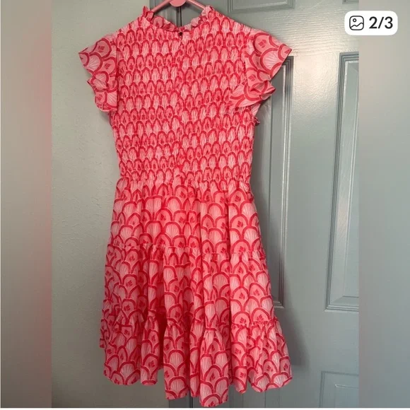 J. Marie| Dolly Ruched Dress Pink Ruffle Dress - Picture 5 of 9